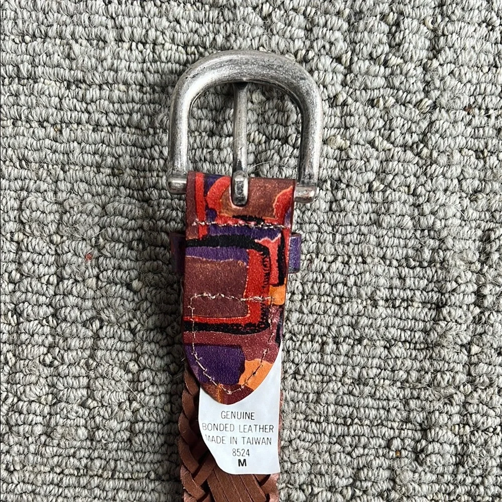 Multicolor Woven Genuine Bonded Leather Belt